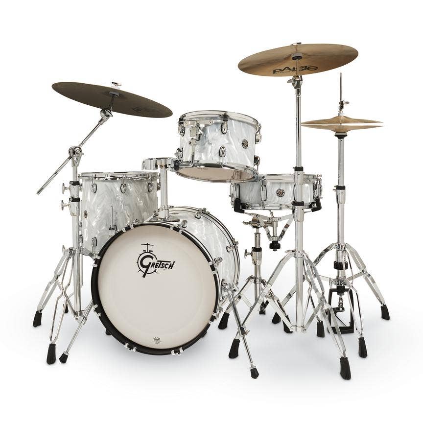 Buy Gretsch Catalina Club 4 Piece Drum Set Shell Pack White Satin Flame Sam Ash Music