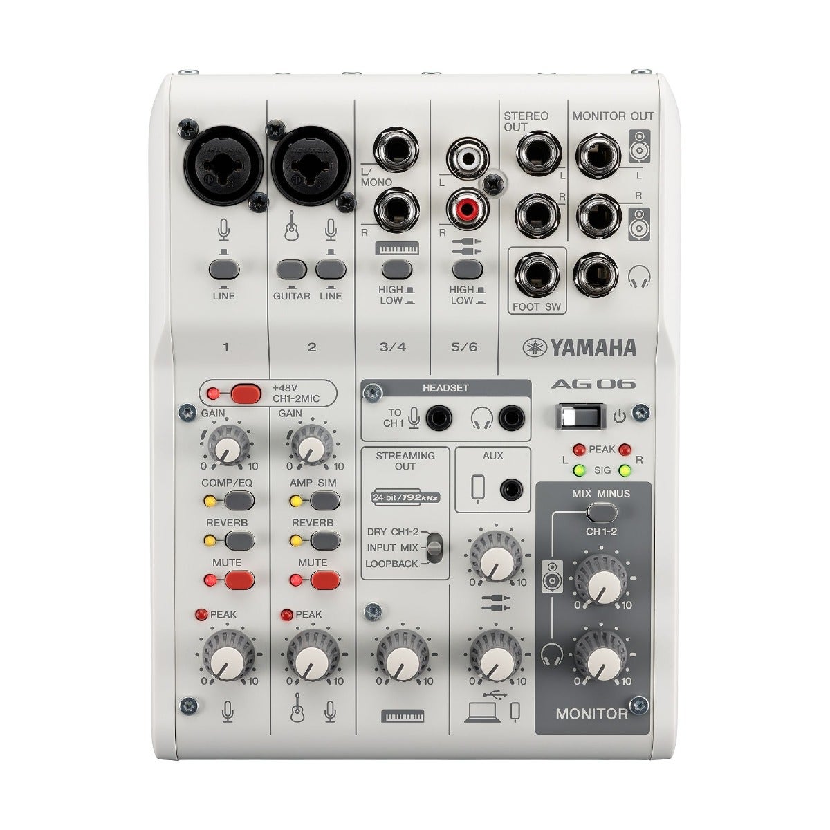 Buy Yamaha AG06MK2 Mixer/USB Audio Interface (White) | Sam Ash Music