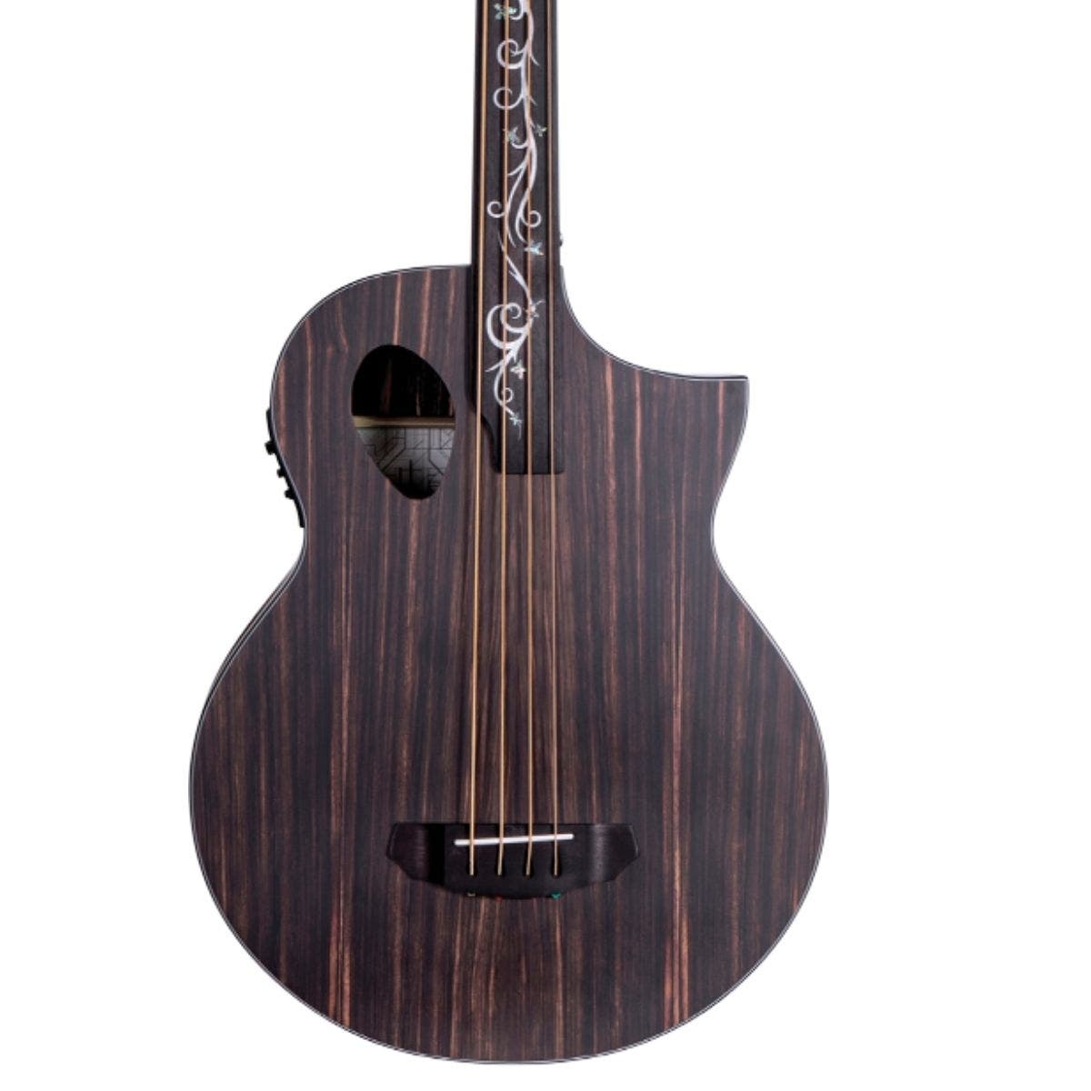 Michael Kelly Dragonfly 4 Port Java Ebony Fretless Acoustic Electric Bass Guitar