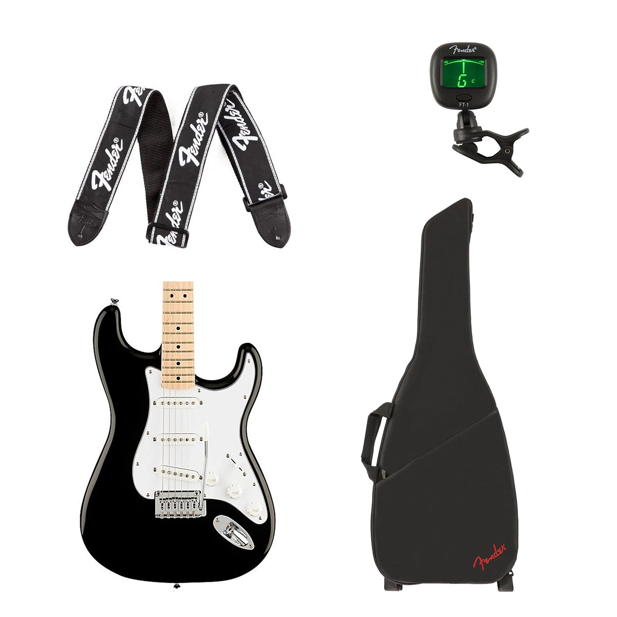 Fender Squier Affinity Stratocaster Electric Guitar Bundle (Black)