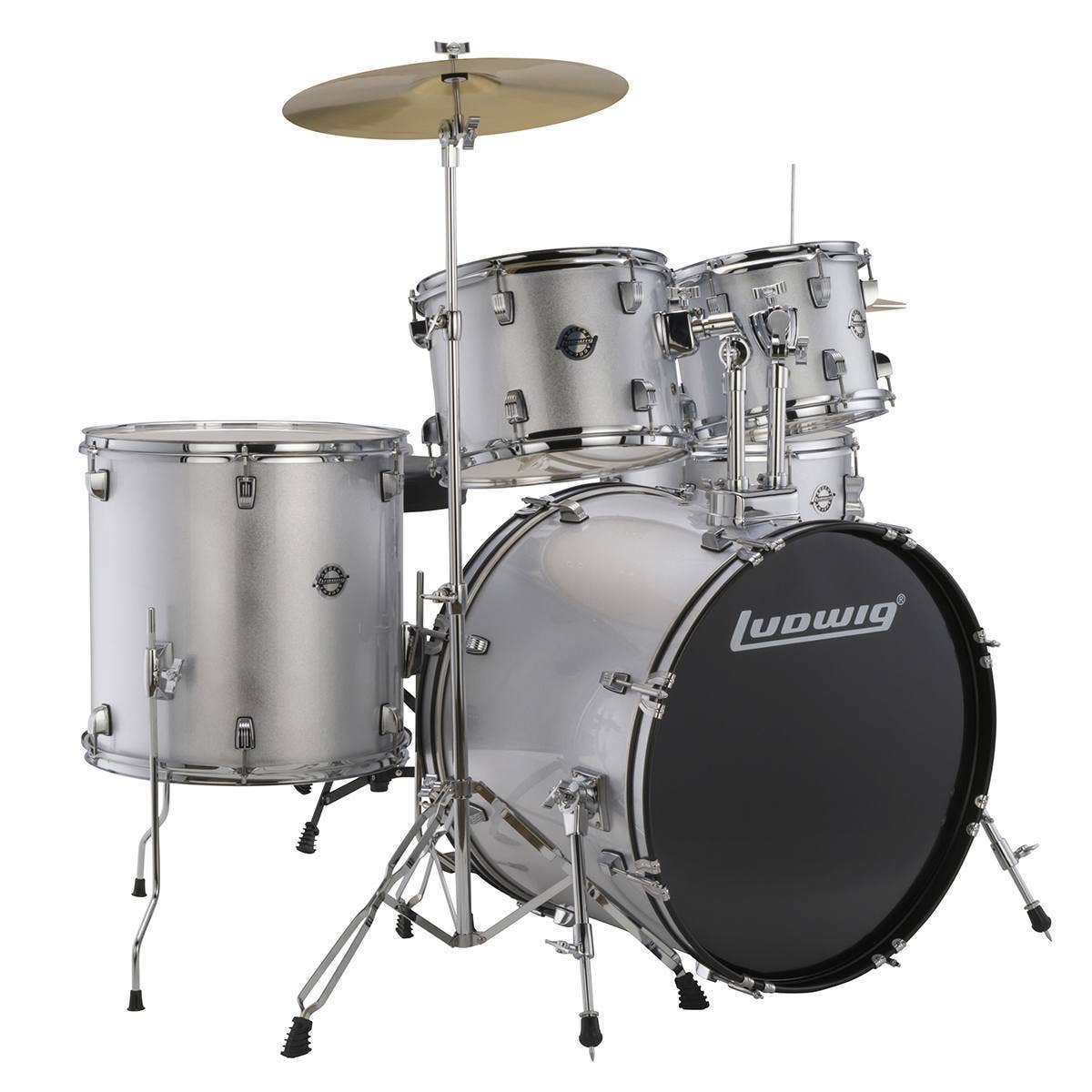 Buy Ludwig Accent Drive 5 Piece Drum Set 22 Bass Drum Bass Silver Sparkle Sam Ash Music