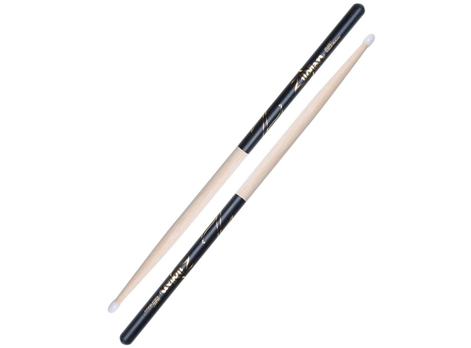 Zildjian 5A Hickory Nylon Tip Drumsticks Black Dip