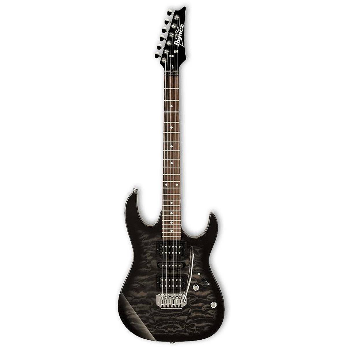 Ibanez GRX70QA Electric Guitar (Transparent Black Burst)